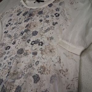 Le Chateau White and Gray Floral Top